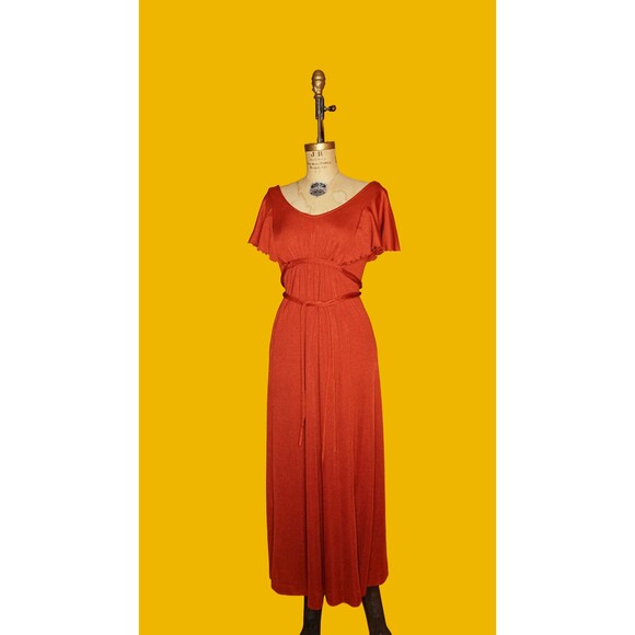 1970s ROBERTA CALIFORNIA Empire Waist DISCO Dress W/Adjustable Waist Straps. S-M - Picture 3 of 9